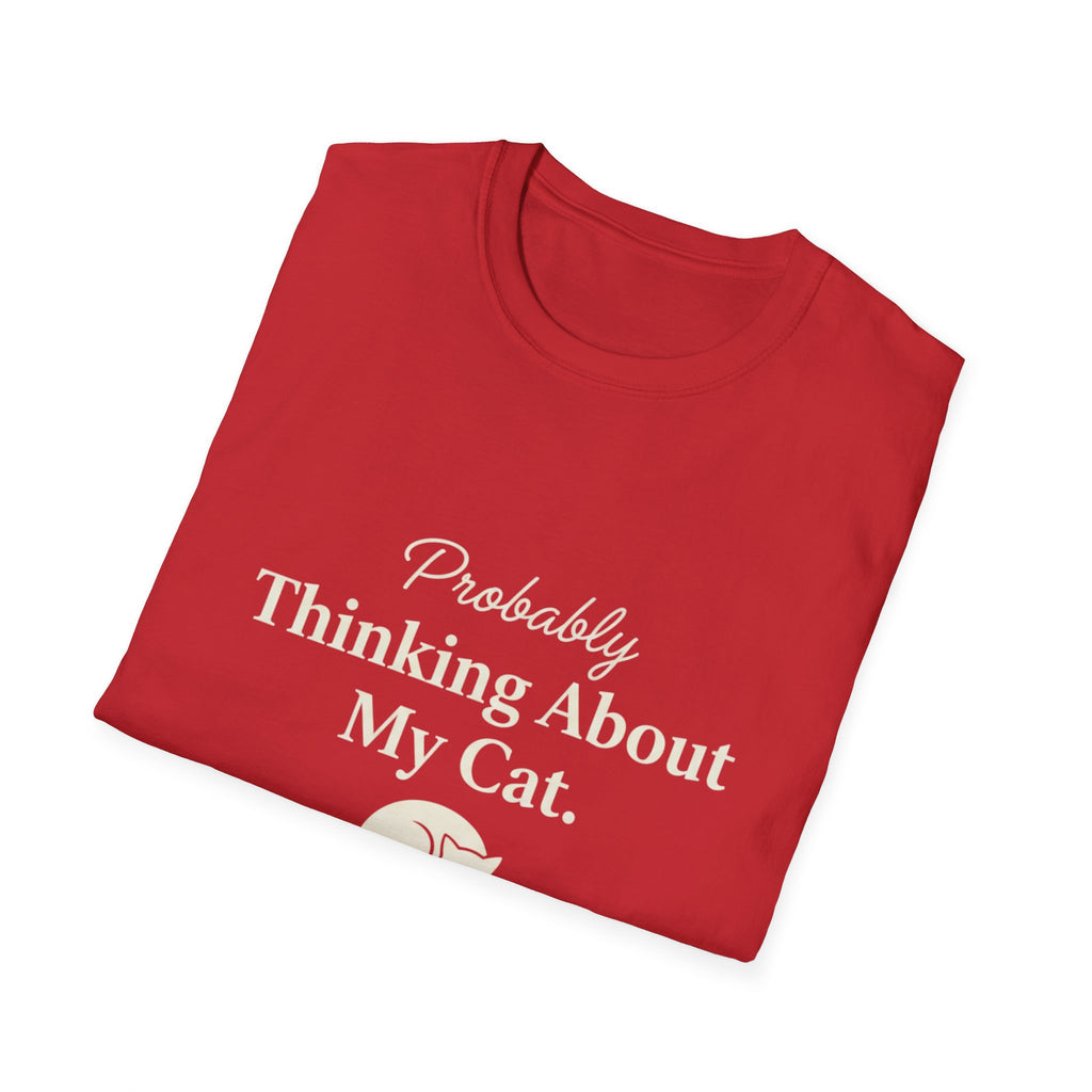 Pet Lover T-Shirt — "Thinking about cat Funny Graphic Tee