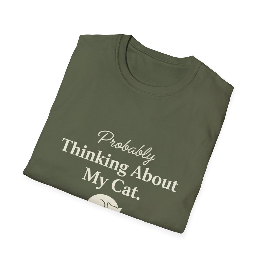 Pet Lover T-Shirt — "Thinking about cat Funny Graphic Tee