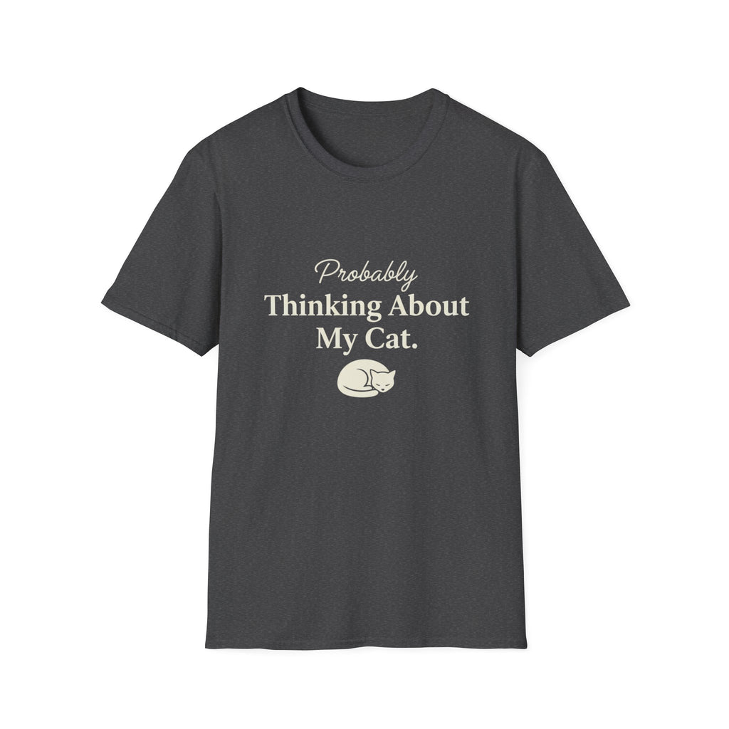 Pet Lover T-Shirt — "Thinking about cat Funny Graphic Tee