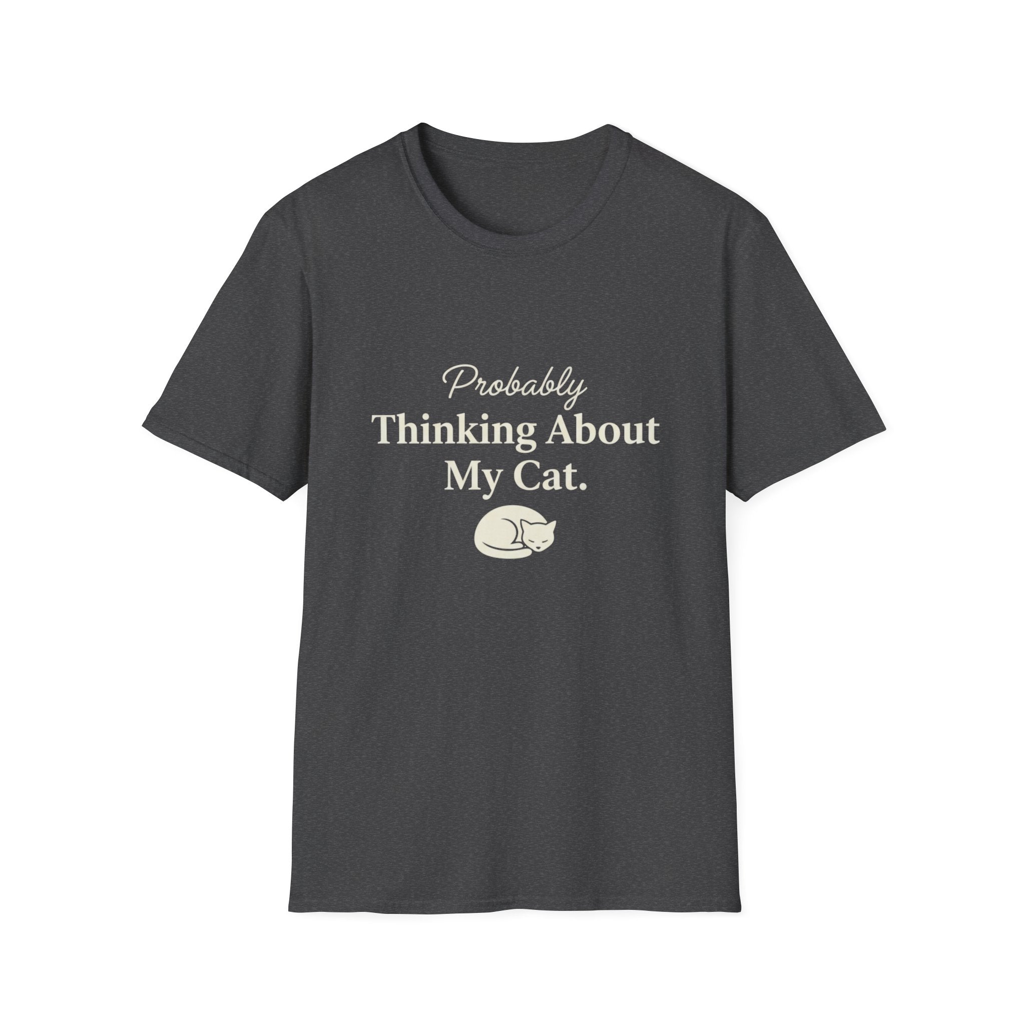 Pet Lover T-Shirt — "Thinking about cat Funny Graphic Tee