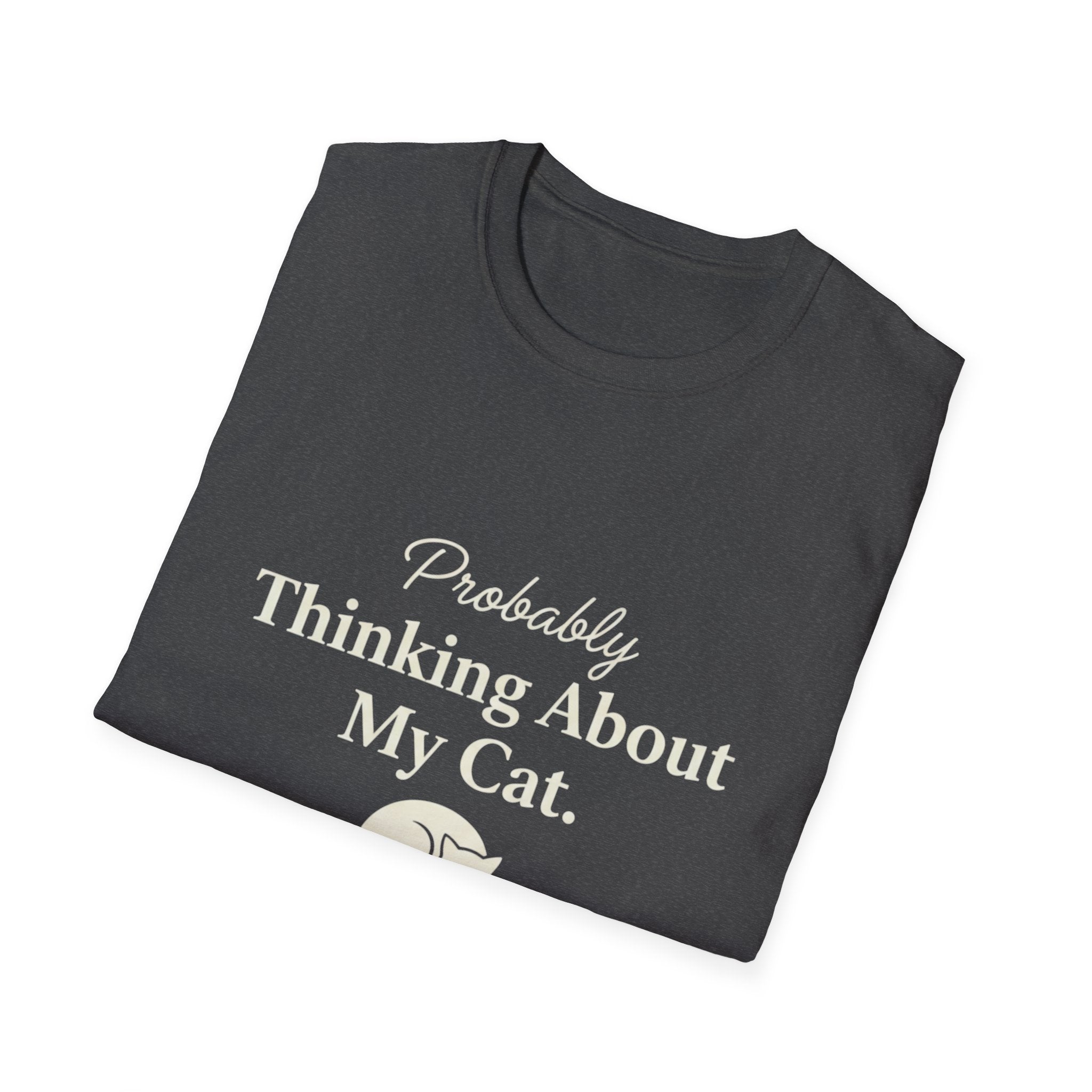 Pet Lover T-Shirt — "Thinking about cat Funny Graphic Tee